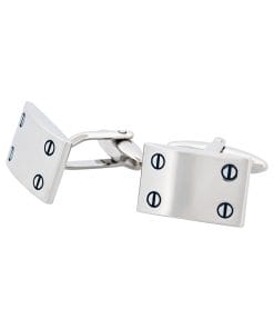 Alternative view of Rhodium Plated Rectangle Cufflinks with Screw Detail