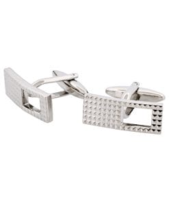 Alternative view of Rhodium Plated Rectangle Cufflinks with Cutout