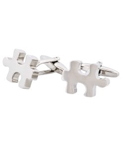 Alternative view of Rhodium Plated Jigsaw Cufflinks