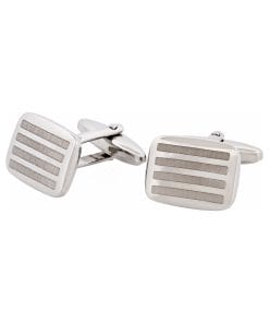 Alternative view of Rhodium Plated Horizontal Stripe Cufflinks