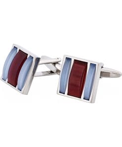 Alternative view of Blue & Maroon Striped Cat’s Eye Cufflinks
