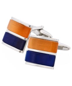 Alternative view of Orange & Navy Cat’s Eye Cufflinks