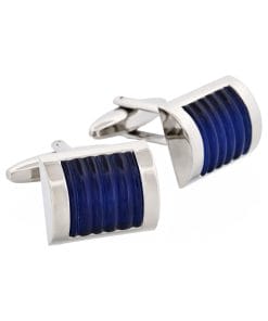 Alternative view of Navy Ribbed Cat’s Eye Cufflinks