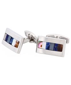Alternative view of Grey Mother Of Pearl & Lapis Lazuli & Hematite & Solidate & Mop Cufflinks