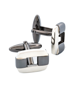Alternative view of Gun Metal & Rhodium Cutout Cufflinks