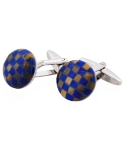 Alternative view of Brown & Blue Chequered Cats Eye Cufflinks