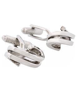 Alternative view of Polished Rhodium Plated Twisted Metal Cufflinks