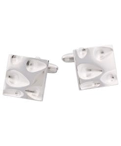 Rhodium Plated Moon Crater Cufflinks