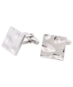 Alternative view of Rhodium Plated Moon Crater Cufflinks