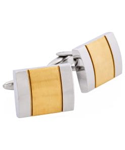 Alternative view of Polished Stainless Steel & Brushed Ion Plated Yellow Gold Cufflinks