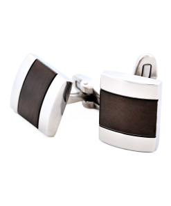 Alternative view of Polished Stainless Steel and Brushed Ion Plated Gun Metal Cufflinks