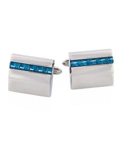 Alternative view of Stainless Steel & Ice Blue Fibreglass Cufflinks