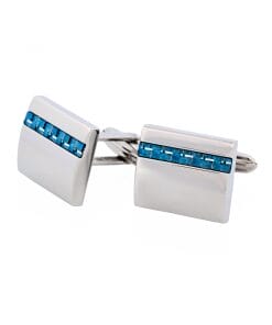 Stainless Steel & Ice Blue Fibreglass Cufflinks