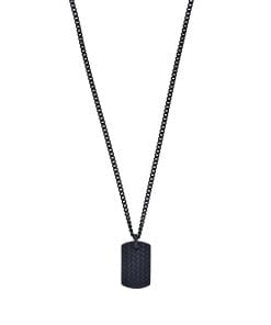 Ion Plated Black Stainless Steel Tyre Pattern Dog Tag Pendant & Chain