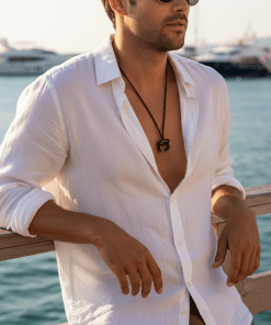 Alternative view of Round Alloy Screw Leather Pendant