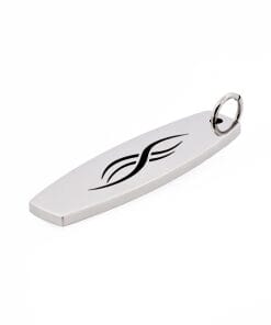 Alternative view of Stainless Steel Surfboard Shaped Etched Pendant