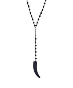 Black Acrylic Shark’s Tooth Pendant on Alloy & Black Plated Ball Chain