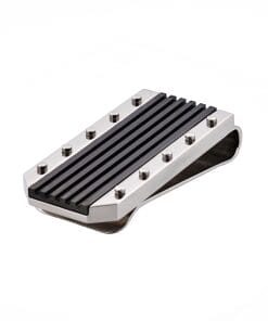Polished Stainless Steel Money Clip with Ion Plated Black Stripe Pattern