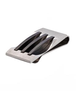 Polished Stainless Steel Ion Plated Black Striped Money Clip