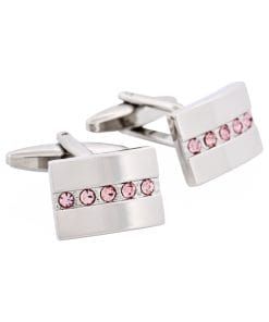 Alternative view of Purple Crystal & Rhodium Plated Cufflinks