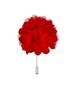 610-91 | Cudworth Red artificial flower with lace netting on a slender stem, close-up view