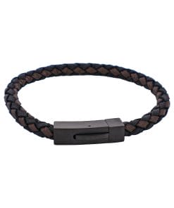 Nero & T.moro Italian Leather Stainless Steel Bracelet