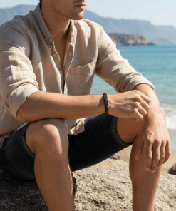 Alternative view of Nero & T.moro Italian Leather Stainless Steel Bracelet