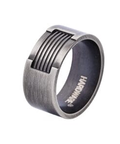 Ion Plated Antique Gunmetal Stainless Steel Ring
