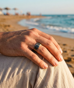 Alternative view of Ion Plated Antique Gunmetal Stainless Steel Ring