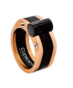 Stainless Steel/Ion Plated Rose Gold and Black Ring