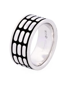 Sterling Silver Black Enamel Ring