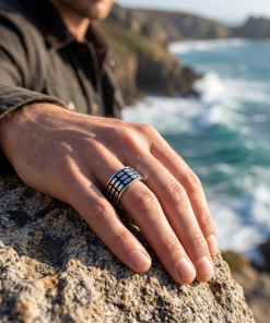 Alternative view of Sterling Silver Black Enamel Ring