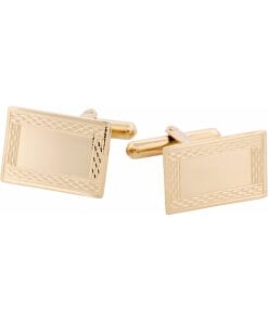 Alternative view of 9ct Yellow Gold Rectangle Cufflinks with Engine Turn Border