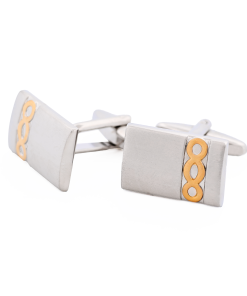 Alternative view of Brushed Rhodium & Brushed Gold Cufflinks