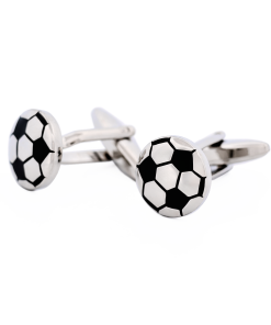 Alternative view of Rhodium & Black Soccer Ball Cufflinks