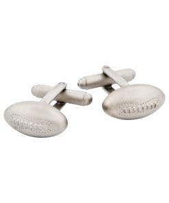 Brushed Rhodium Football Cufflinks