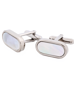 Alternative view of Rhodium Plated Pill Shape Mop Cufflinks