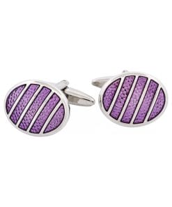 Alternative view of Purple Enamel Oval Striped Cufflinks