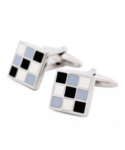Alternative view of Black & Grey & White Enamel Cufflinks