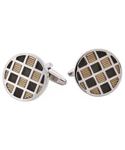 Light & Dark Grey Check Enamel Cufflinks