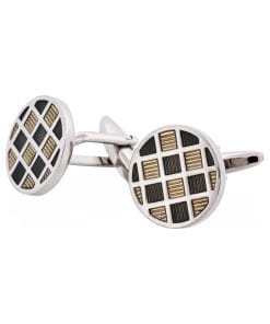 Alternative view of Light & Dark Grey Check Enamel Cufflinks