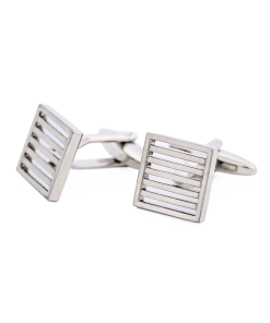 Alternative view of Brushed Rhodium Plated Grate Cufflinks