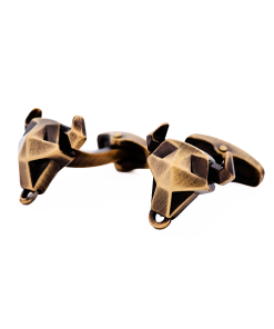 Alternative view of Burnish Copper Bulls Head Cufflinks