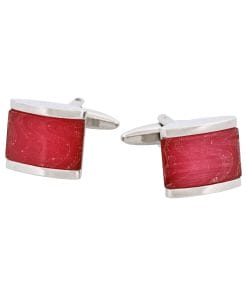Rhodium Plated Pink Swirl Patterned Cat’s Eye Cufflinks