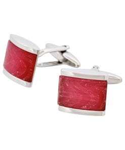 Alternative view of Rhodium Plated Pink Swirl Patterned Cat’s Eye Cufflinks