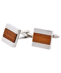Alternative view of Rhodium Plated & Wood Cufflinks