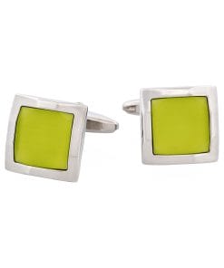 Lime Green Cat’s Eye Square Cufflinks