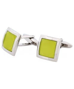 Alternative view of Lime Green Cat’s Eye Square Cufflinks