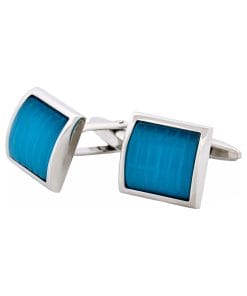 Alternative view of Aqua Cat’s Eye Domed Square Cufflinks
