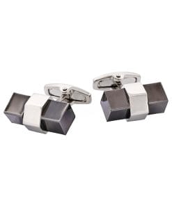 Alternative view of Rhodium Plated & Hematite Cufflinks
